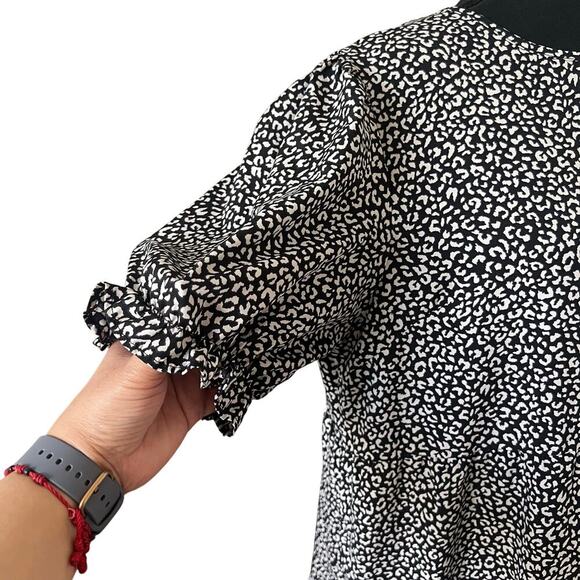 Prettygarden Flutter Sleeve Animal Print Spring Dress Black White XL Cottagecore - Picture 3 of 10